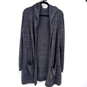Barefoot Dreams CozyChic Lite Gray Hooded Open Cardigan With Pockets Size S